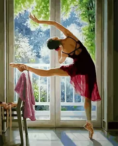 Erwachsene Malen nach Zahlen Set DIY Ölgemälde Balletttänzerin Frau auf gerahmter Leinwand - Bild 1 von 4