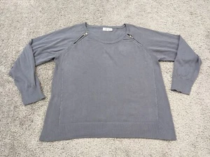 Cato Sweater Womens 26/28W PLUS Size Shoulder Zip Long Sleeve Gray - Picture 1 of 11
