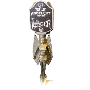 Angel City Lager Silver Angels Beer Tap Handle Metal 3 Sided Keg Bar Kegerator - Picture 1 of 6