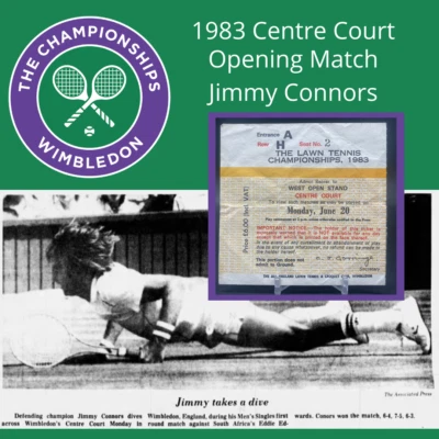 1983 Wimbledon Tennis Ticket Jimmy Connors Centre Court Opening Day 1st Match .. - Image 1 of 2