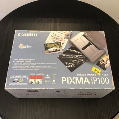 Canon PIXMA iP100 Inkjet Photo Bluetooth Printer USB Mobile w/ Box + INK - Image 1 of 4
