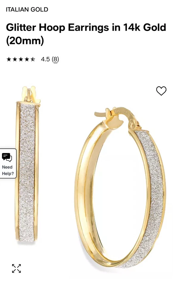 Aretes tipo argolla italianos de oro brillante en oro de 14 k (20 mm) Foto 1 de 4