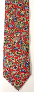JOS A BANK Executive Collection Mens Red Blue & Green Paisley Print Tie Necktie - Picture 1 of 3