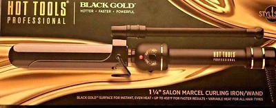Hot Tools Black Gold Titanium Micro-Shine Marcel Curling Iron 11/4" Dual Voltage - Image 1 of 4