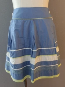 Talbots Nautical Blue Striped Side Button Lined Pockets Skirt Size 16P - Picture 1 of 3