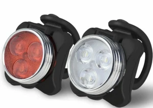 One23 Juego de luces LED delanteras y traseras para bicicleta/ciclo rojas + blancas IPX4 a prueba de lluvia - Imagen 1 de 3