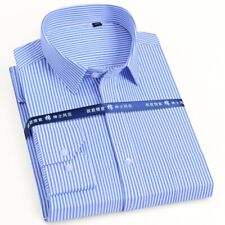 Men's Classic Long Sleeve Single Patch Pocket Formal Business Standard-fit Shirt