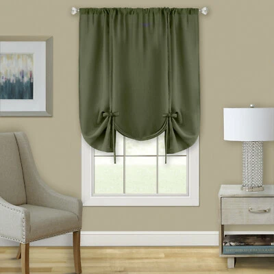 Shabby Linen Farmhouse Sheer Flax Curtain Tie Up Window Shade - Assorted Colors - Image 1 of 4