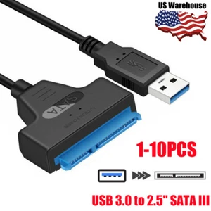 USB 3.0 to 2.5" SATA III Hard Drive Adapter Cable/UASP -SATA to USB3.0 Converter - Picture 1 of 14