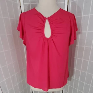 Eloquii Flatterärmel Bluse Schlüsselloch Pfingstrose Rosa Bluse Shirt Top Übergröße: 14 - Bild 1 von 6