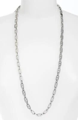 Nuevo con etiquetas Collar largo de eslabones de lujo ecuestre Michael Kors plata $175 Foto 1 de 4