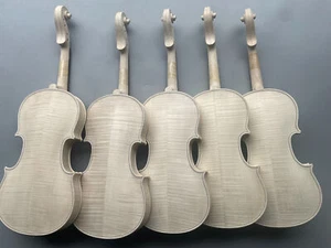 Handmade Violin 4/4 European Flame Maple wood back Spruce top for DIY unfinished - Foto 1 di 10