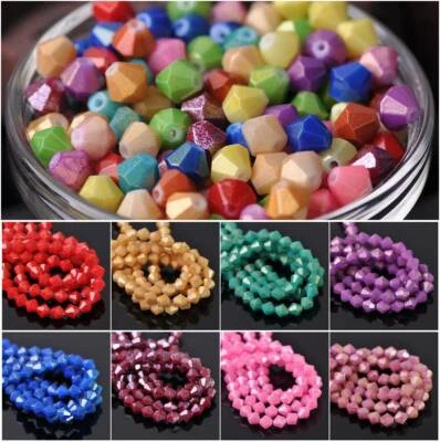 4mm 6mm 8mm Bicone Coated Faceted Opaque Glass Loose Spacer Craft Beads Findings - Image 1 of 4