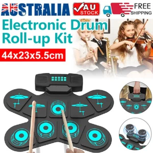 AU Roll-up Electric Drum Kit Kids 9Pads Practice Drum Pads New - Picture 1 of 14