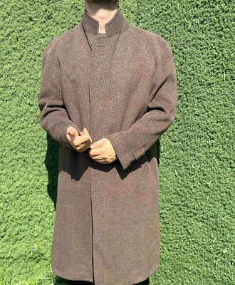 Luxury Canali Tweed Knit Style Royal Trench Coat Long Jacket Size 50 - Image 1 of 4