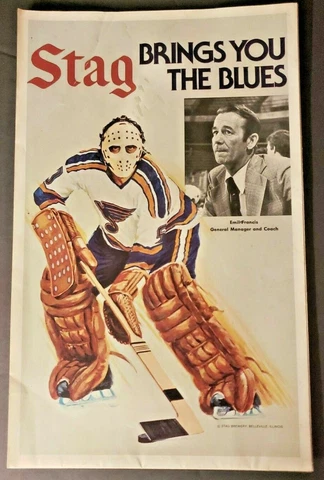 Vintage Stag Beer 1970's St Louis Blues Hockey Player Brochure New Old Stock S5 Cover