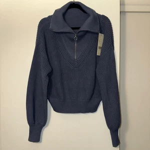 Sweaty Betty Womens Large Modern Collar Sweater Cropped Wool Endless Blue NWT - Picture 1 of 11