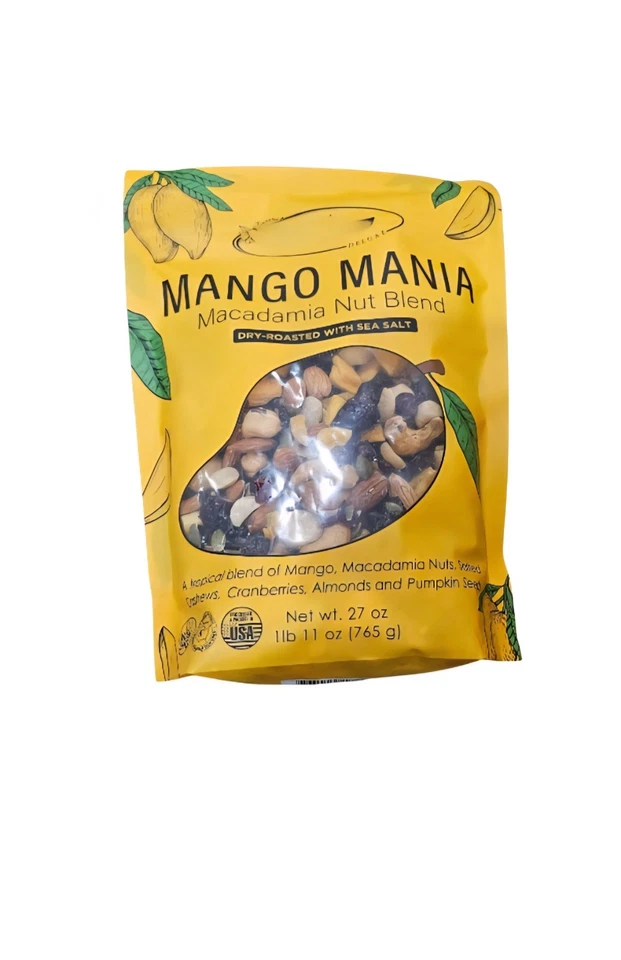 Premium Orchard Mango Mania Macadamia Mezcla de Nueces Tostado Seco con Sal Marina 27oz Foto 1 de 1