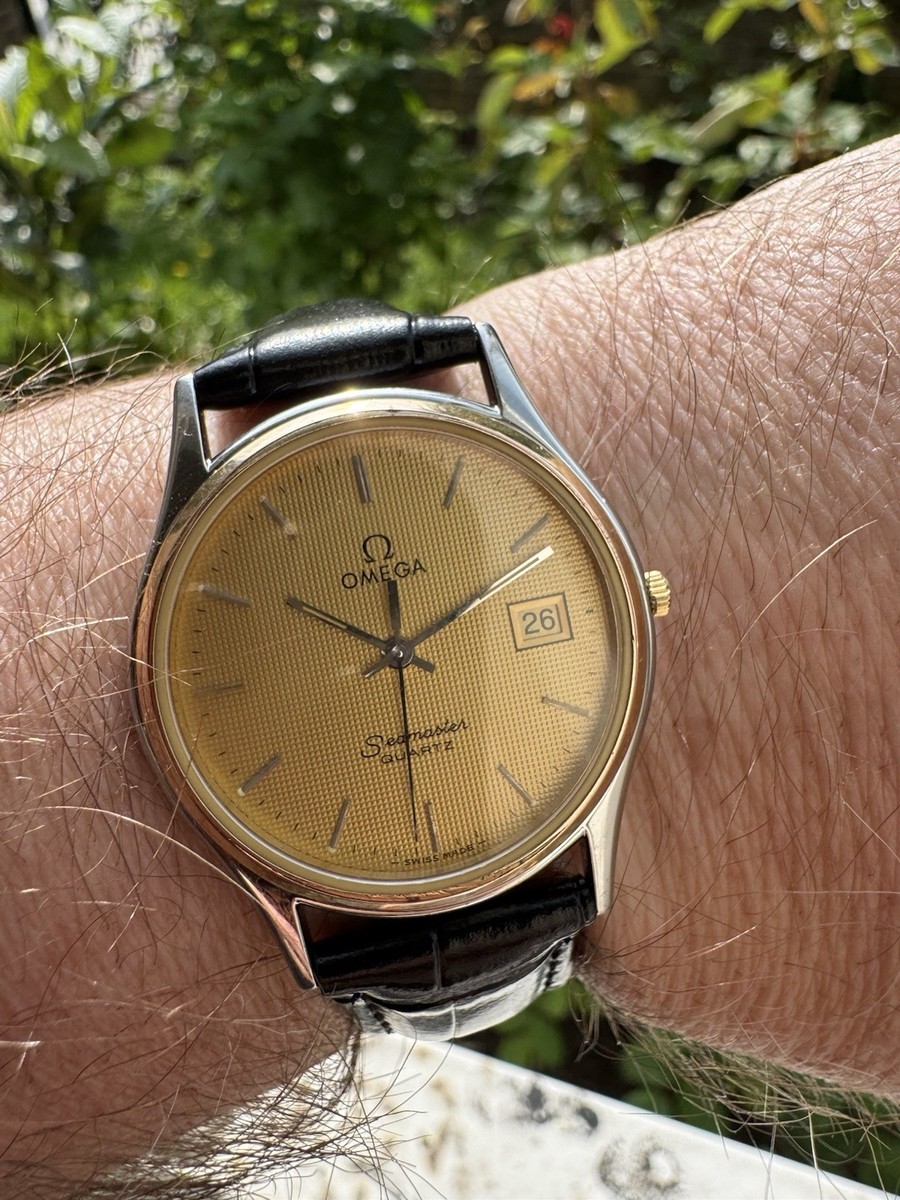 Gold Plated Case OMEGA Seamaster Quartz Wristwatches for Gold Plated Case OMEGA Seamaster Quartz Wristwatches for