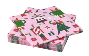 Pack of 30 IKEA VINTERFINT Paper napkin, Santa Claus pattern green, 33x33 cm - Picture 1 of 2