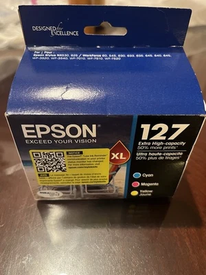 EPSON 127 XL DURABRITE ULTRA INK TRI COLOR CYAN MAGENTA YELLOW Best By 12/2026 - Image 1 of 4
