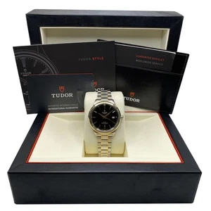 Tudor-Stil 18K Gelbgold Stahl 38 mm schwarzes Zifferblatt automatische Herrenuhr 12503 - Bild 1 von 7