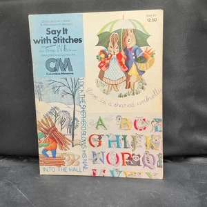 Say it with Stitches Erica Wilson Crewel and Needlepoint 1977 Columbia Minerva - Picture 1 of 7