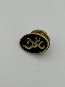 Browning Buckmark Hutnadel / Anstecknadel - goldenes Logo auf schwarz oval Sammlerstück - Bild 1 von 2
