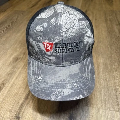 TSC Tractor Supply Snapback Hat Black Gray Camo Mesh Trucker Cap Farm Chore Work - Image 1 of 4