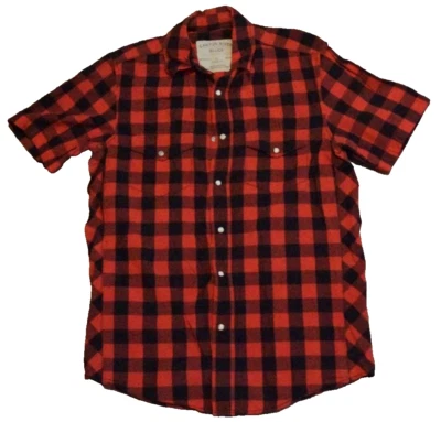 Camisa Western Canyon River Azul Para Hombre Pequeña Roja a Cuadros Manga Corta Perla A Presión Foto 1 de 4