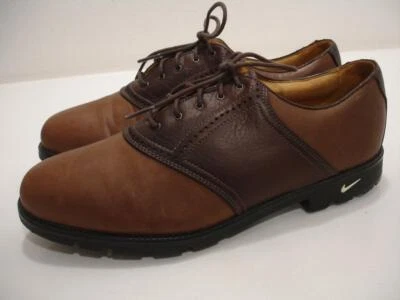 Men's 8 M Nike Air Waverly Last Oxfords Brown Leather Saddle Golf Shoes Lace-Up - Image 1 of 4