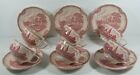 JOHNSON BROTHERS OLD BRITAIN CASTLES FLAT CUPS AND SAUCERS - SIX