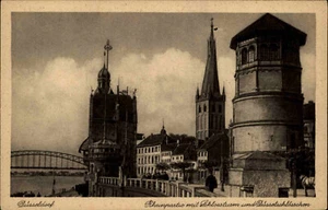 DÜSSELDORF am Rhein alte Postkarte ~1910/20 Schlossturm u. Düsselschlösschen - Picture 1 of 2