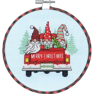 Counted Cross Stitch Kit ~ Dimensions Learn a Craft Red Truck Gnomes #72-09006 - Picture 1 of 4