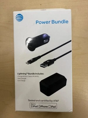 At&t Power Bundle MFi-Certified Apple Lightning Car & Home Charger, 4ft & 6ft - Image 1 of 2