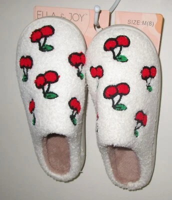 ELLA & JOY ~ MÉDIO (8) ~ Chinelos tamanco femininos marfim difuso CHERRIES - Imagem 1 de 4