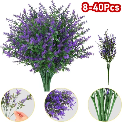 16/40 Paquetes Flores Artificiales Plantas Falsas Exterior Resistente a los UV Flor de Plástico Foto 1 de 4