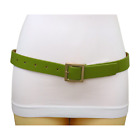 Nuovo Donna Verde Militare Similpelle Pantalone Skinny Cintura Jeans Oro Square