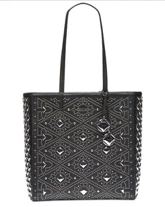 Calvin Klein North South Tote large embellishment Black & Silver leather - Picture 1 of 8