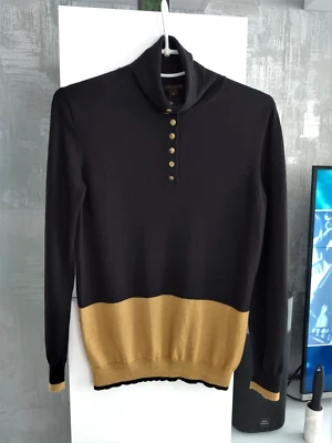 Louis Vuitton Negro Beige Botón Flor Suéter Jersey Sudadera Chaqueta Top M Foto 1 de 4