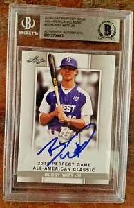 Bobby Witt Jr 2018 Leaf Perfect Game Signed Auto Autograph Beckett RC BAS SLAB