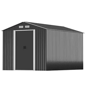HOGYME 8'x12' Outdoor Storage Shed Metal Tool Shed Storage House Lockable Door - Picture 1 of 17