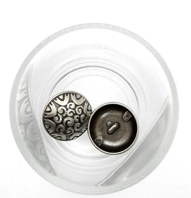 6 Stück  Mantel Tracht Metall Knöpfe Halbkugel mit Reliefmuster altsilbern - Bild 1 von 2