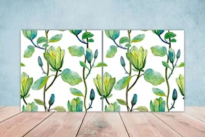 Conjunto de 2 azulejos de pared con estampado floral decoración de pared con estampado floral - Imagen 1 de 2
