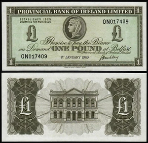 NORTHERN IRELAND 1 POUND (P245) 1969 PROVINCIAL BANK LTD UNC - Picture 1 of 1