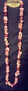 Red Rhodonite Stone Chip Bead Single Strand Necklace  36" long. - Picture 1 of 1