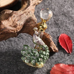 Vintage Peacock Perfume Bottle Travel Empty Refillable Antique Glass Bottle - Picture 1 of 5