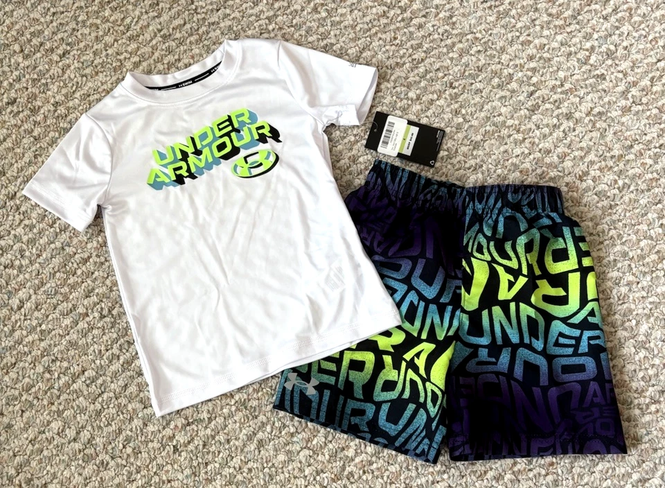 Under Armour Youth NEW 2-Piece Swim Volley Set Shirt & Matching Shorts Size 4 - Image 1 of 4