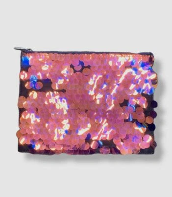 $70 Bolso sin asas Neiman Marcus para mujer rosa azul plano imitación cuero lentejuelas Foto 1 de 4