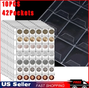 10pcs 42Pocket PVC Coin Holder Sheet Storage Collection Money Album Case NEW US - Picture 1 of 12